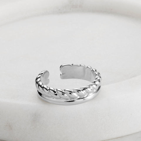 Rope Adjustable Ring - Silver